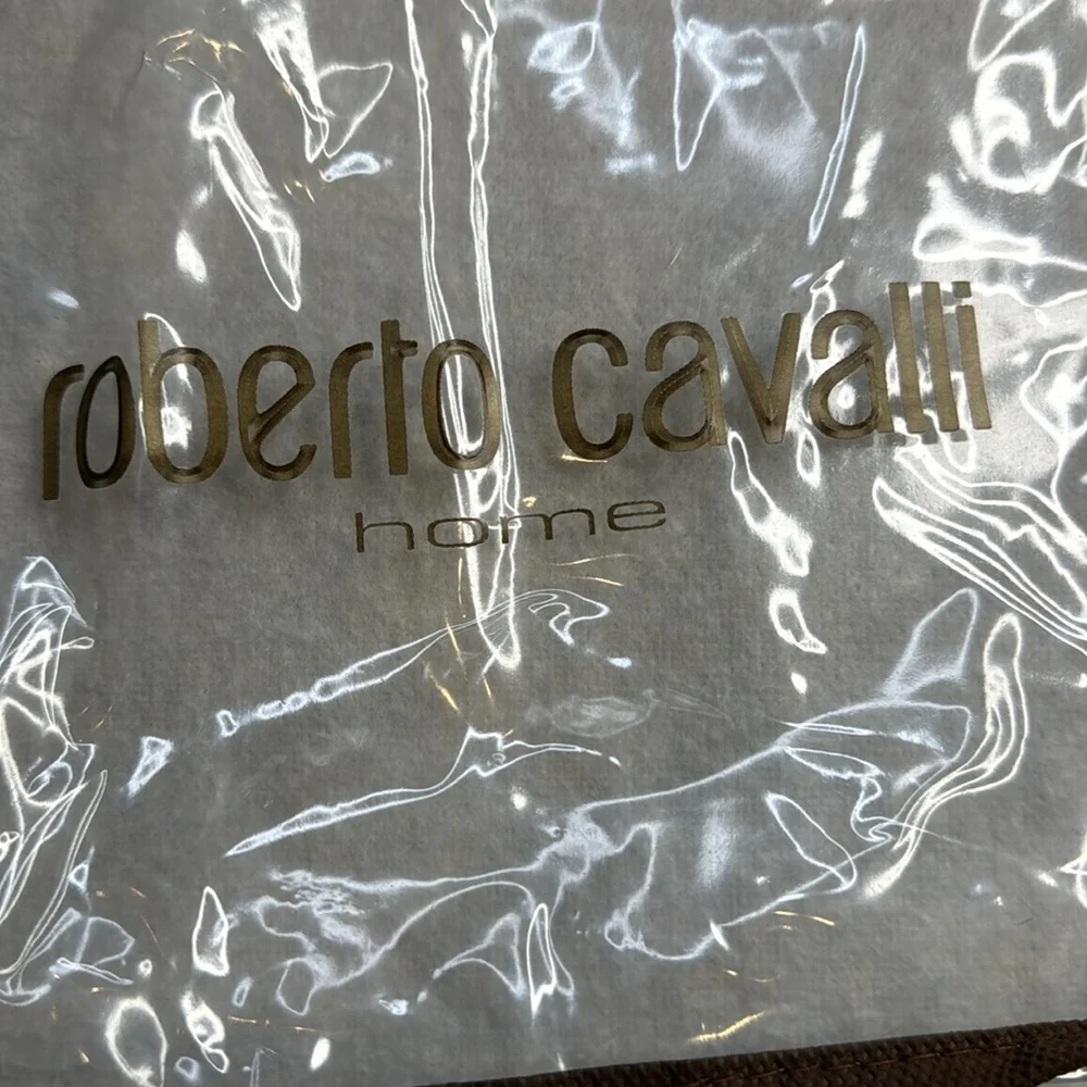 ROBERTO CAVALLI NWT NEW TAG XLARGE BLUE GOLD BLACK LEOPARD ACCENT THROW PILLOW - Picture 15 of 15